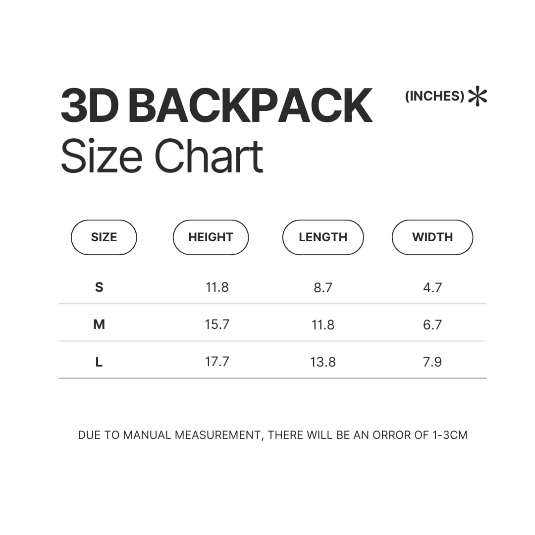 3D Backpack Size Chart - Beartooth Band Store