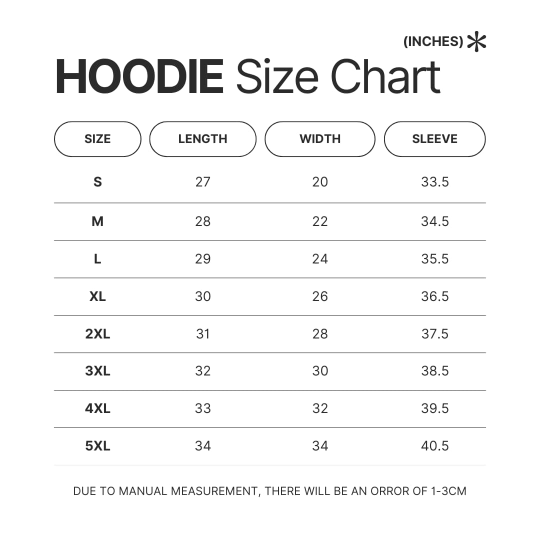 Hoodie Size Chart - Beartooth Band Store