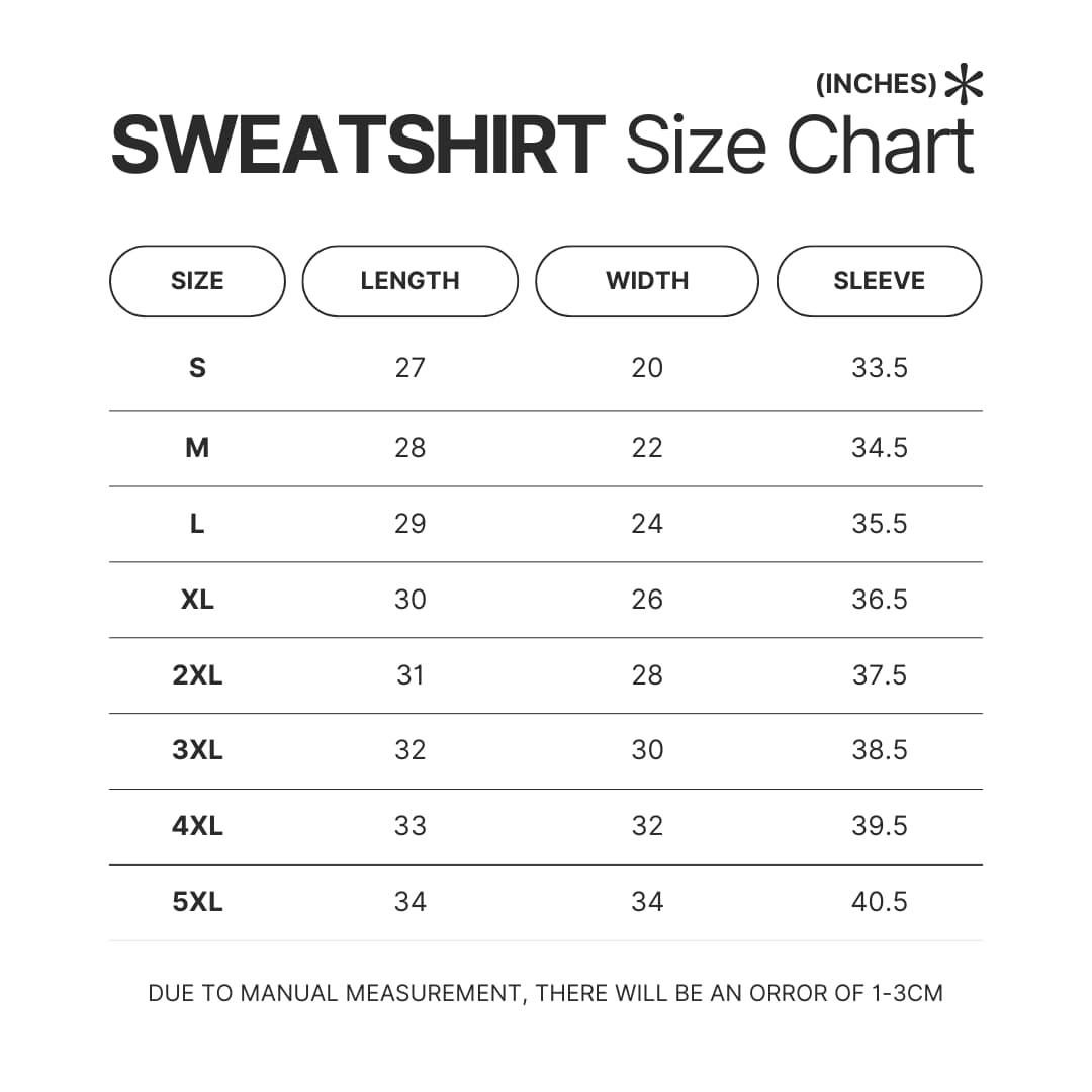 Sweatshirt Size Chart - Beartooth Band Store