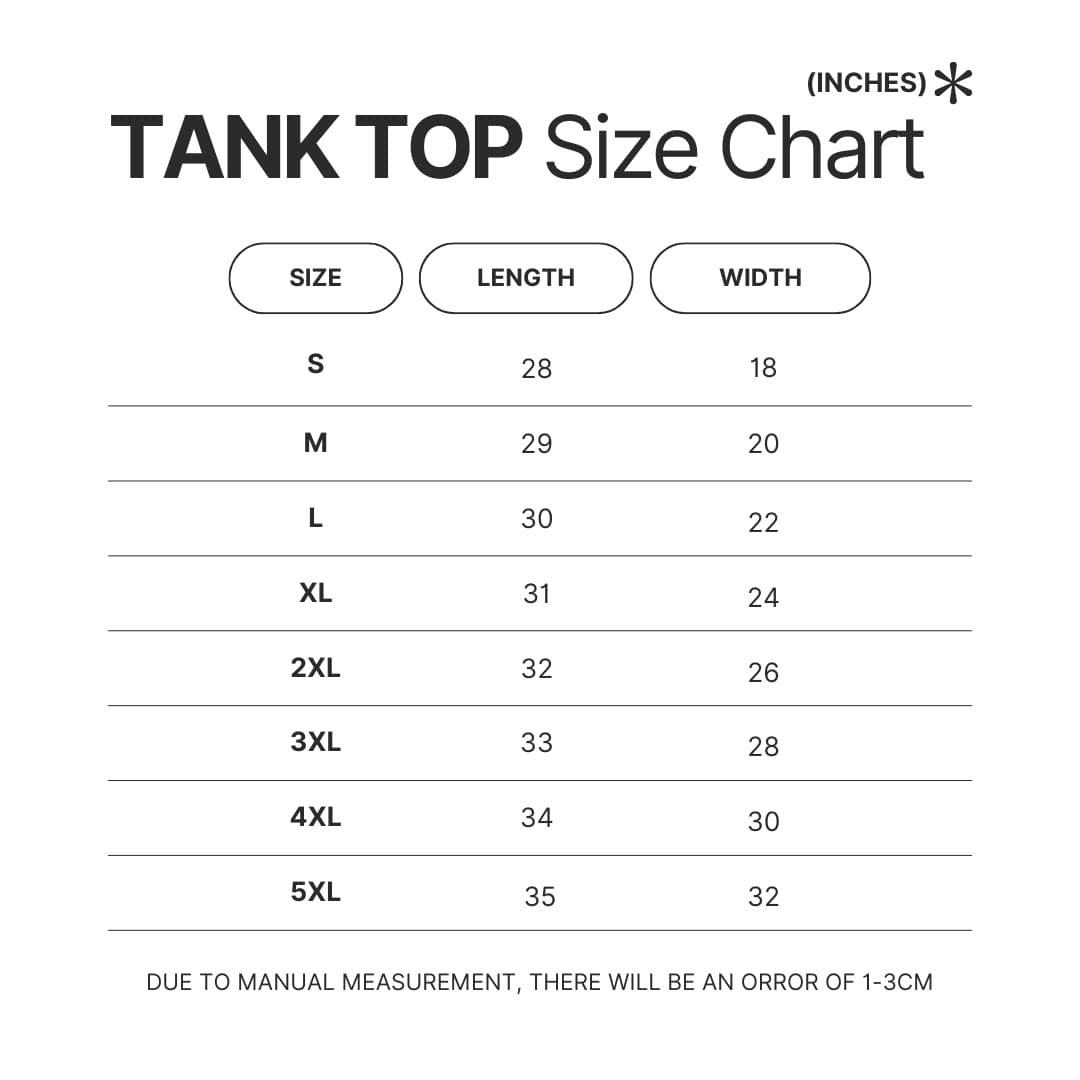 Tank Top Size Chart - Beartooth Band Store