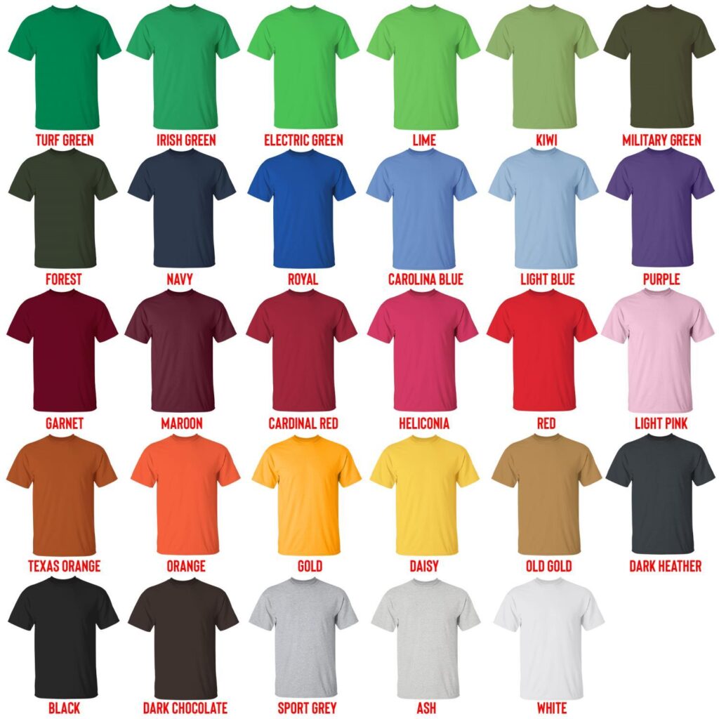 t shirt color chart 2 - Beartooth Band Store