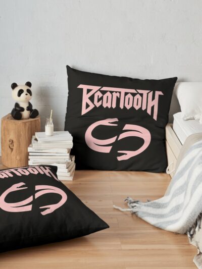 Beartooth Pink Logo Throw Pillow Official Beartooth Band Merch